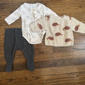 Zara Baby Hedgehog Bundle Knit Pant, Sweater, and bodysuit